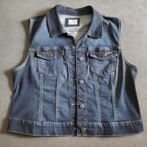Dark wash denim vest